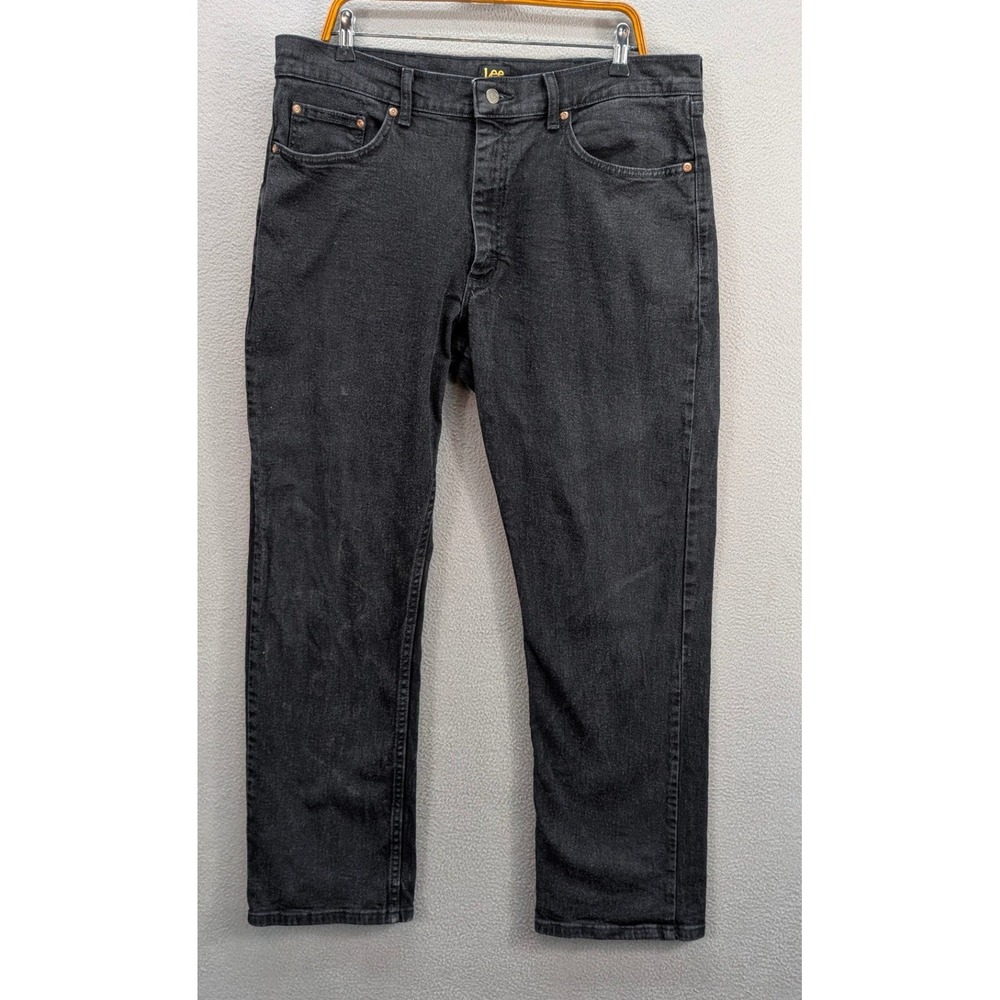Lee Men's Jeans Straight‎ Leg Regular Fit 38x30 Black Denim Cotton Stretch Work